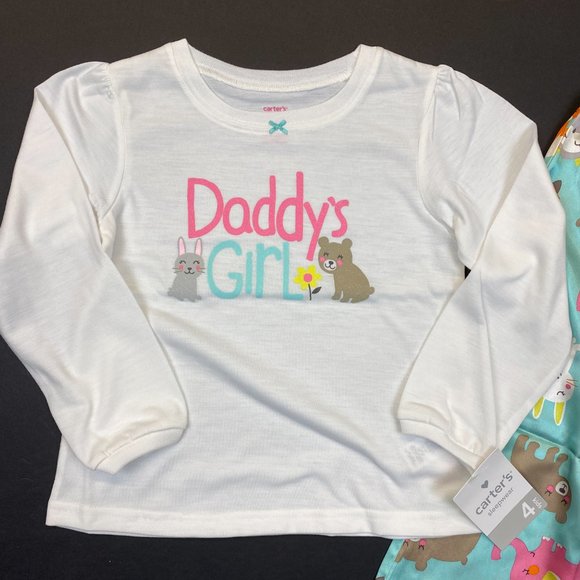 Girl's Carter's Pajama Set "Daddy's Girl" - White - Size 4 - Picture 2 of 5